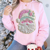 Faux Latch Hook Yarn French Knot Santa Sweatshirts - ALL COLORS - YOUTH & ADULT SIZES