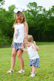Navy Gingham Ruffled Shorties w/Belted Bow