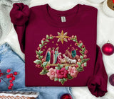 Faux Latch Hook Yarn Nativity Maroon Sweatshirts - YOUTH & ADULT SIZES