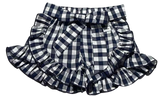 Navy Gingham Ruffled Shorties w/Belted Bow