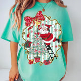 Santa Frame Chalky Mint Comfort Colors Graphic Tees - YOUTH & ADULT