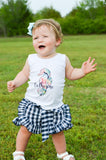 Navy Gingham Ruffled Shorties w/Belted Bow