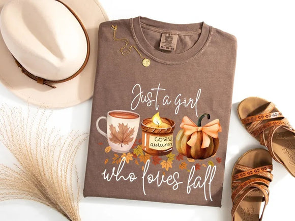 Just A Girl Espresso Comfort Color Short & Long Sleeve Tees & Sweatshirts - ADULTS