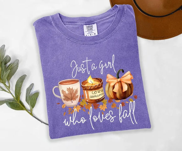 Just A Girl Violet Comfort Color Short & Long Sleeve Tees & Sweatshirts - ADULTS