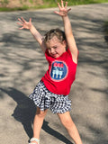 Navy Gingham Ruffled Shorties w/Belted Bow