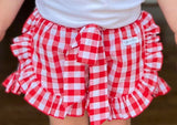 Red Gingham Ruffled Shorties w/Belted Bow