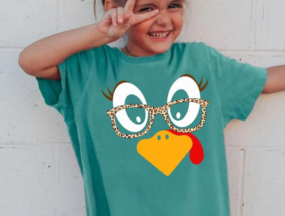 Turkey Glasses Seafoam Comfort Colors Graphic Tees - YOUTH & ADULT