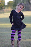 Purple & Black Stripe Jane Leggings