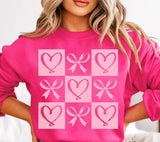 Coquette Checkerboard Valentine Hot Pink Sweatshirts - YOUTH & ADULT SIZES