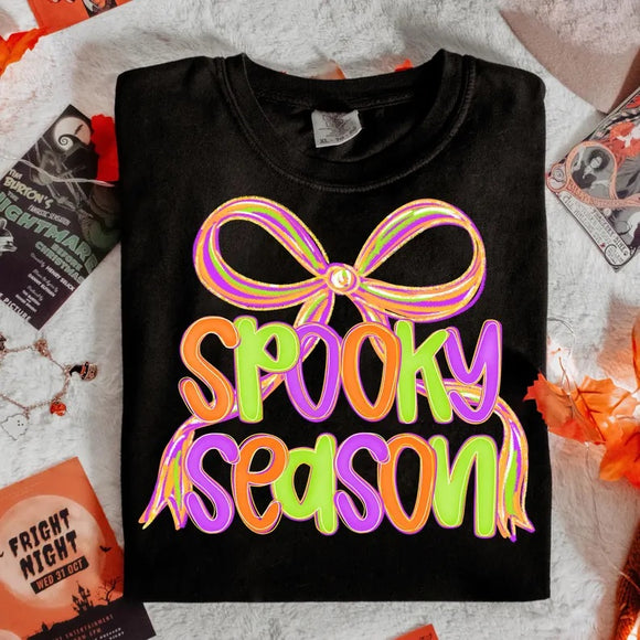 Bright Spooky Season Black Comfort Colors Graphic Tees - YOUTH & ADULT