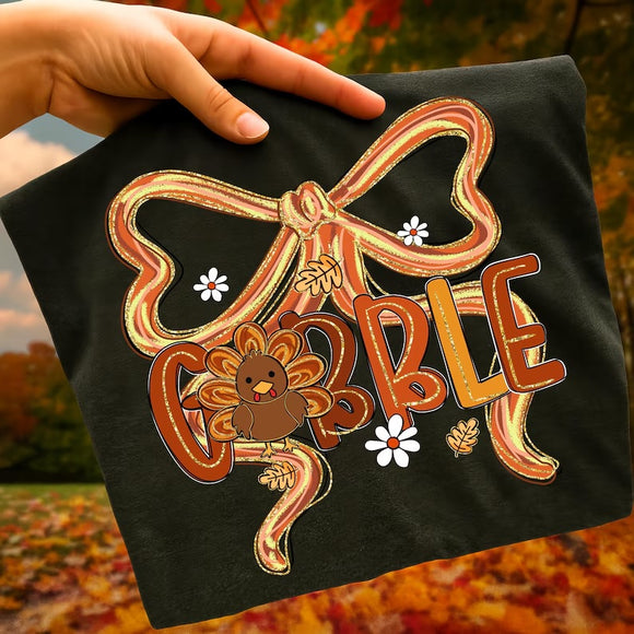Gobble Bow Comfort Colors Graphic Tees - ALL COLORS - YOUTH & ADULT