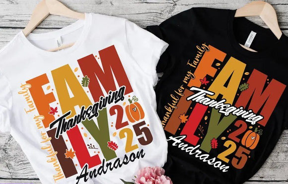 CUSTOM Thanksgiving Family Bella Canvas Graphic Tees - ALL COLORS -TODDLER,  YOUTH & ADULT