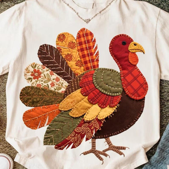 Faux Applique (DTF) Turkey Sand Gildan Graphic Tees - YOUTH & ADULT
