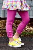 2024 Spring Magenta Ruffle Button Capris