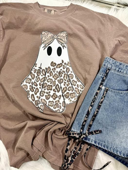 Leopard Ghost Espresso Comfort Colors Graphic Tees - ADULTS