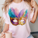 Mardi Gras Mask Pink Comfort Colors Graphic Tees - YOUTH & ADULT SIZES