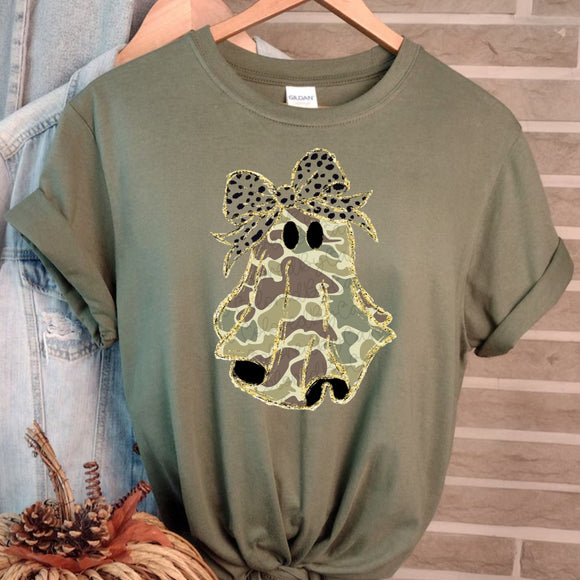Camo Bow Ghost Military Green Gildan Graphic Tees - YOUTH & ADULT
