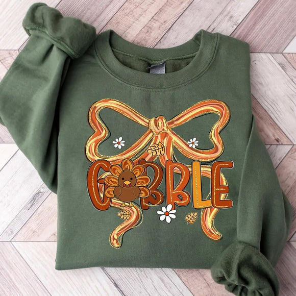 Gobble Bow Sweatshirts - ALL COLORS - YOUTH & ADULT SIZES
