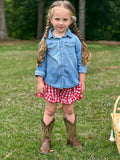 Red Gingham Ruffled Shorties w/Belted Bow