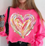 Heart Splatter Safety Pink Sweatshirts - YOUTH & ADULT SIZES