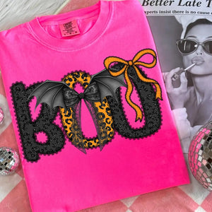 BOO Neon Pink Comfort Colors Graphic Tees - YOUTH & ADULT