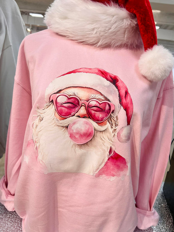 Bubblegum Santa Light Pink Tees OR Sweatshirts - ALL COLORS - YOUTH & ADULT SIZES