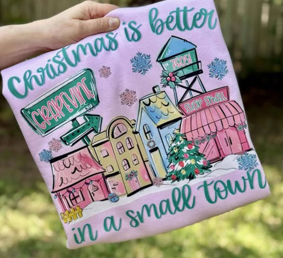 CUSTOM Christmas Small Town (Pastel Colors) Tees & Sweatshirts - ALL COLORS - YOUTH & ADULT SIZES