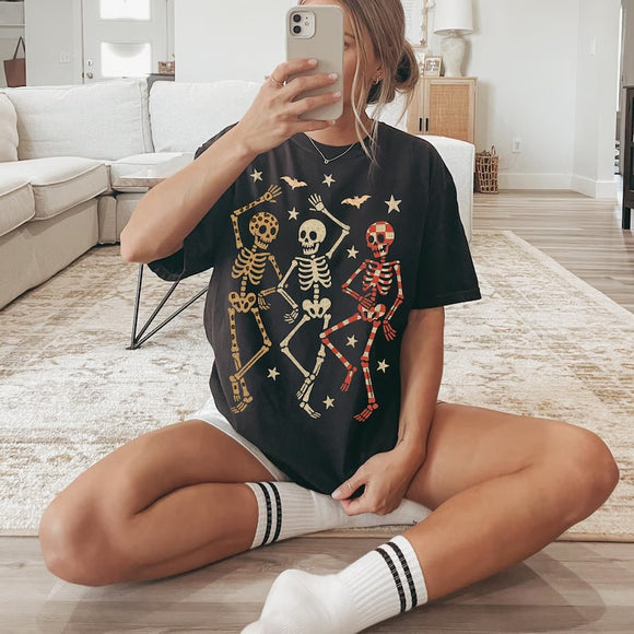 Muted Dancing Skeletons Black Comfort Colors Graphic Tees - YOUTH & ADULT