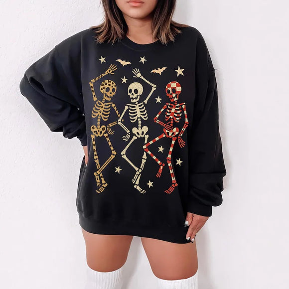 Muted Dancing Skeletons Black Sweatshirts - YOUTH & ADULT SIZES