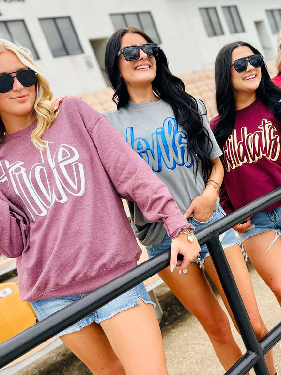 Spirit OUTLINE PUFF Metallic Vinyl Tees & Sweatshirts - YOUTH & ADULT SIZES