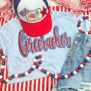 SEQUIN PATCH Firecracker T-Shirts - YOUTH & ADULT SIZES - ALL COLORS