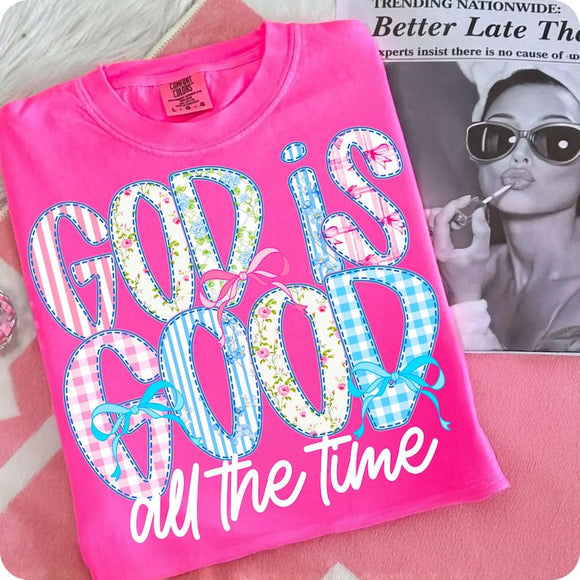 God Is Good Neon Pink Comfort Colors Graphic Tees - YOUTH & ADULT