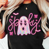 Iridescent Spooky Ghost Black Comfort Colors Graphic Tees - YOUTH & ADULT