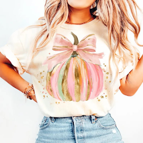 Watercolor Pumpkin Natural Port & Co Graphic Tees - YOUTH & ADULT