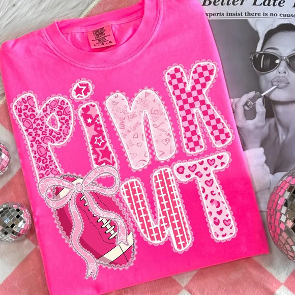 Pink Out Football Neon Pink Comfort Colors Graphic Tees - YOUTH & ADULT
