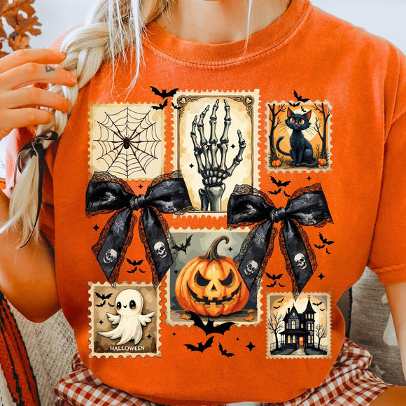 Spooky Stamps Orange Tee - YOUTH & ADULT SIZES
