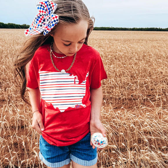 2025 United States Stripes Graphic Tee - Screen Printed - YOUTH
